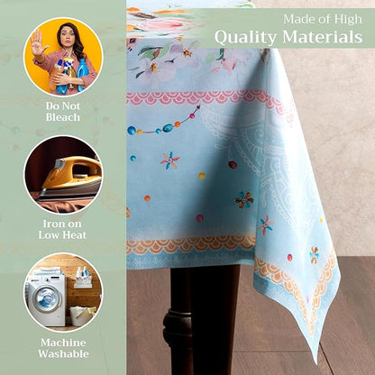 Maison d' Hermine Table Cloth Rectangle Table 100% Cotton 60 x 120 Inches Tablecloth Reusable Decorative Everyday Use for Dining Room, Farmhouse, Home, Party, Festive & Wedding Spring Summer - Ibiza