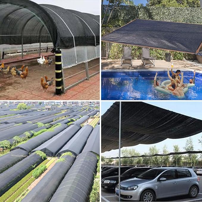 QLOFEI 12x24 FT Shade Cloth with Grommets, 90% Sunblock Outdoor Patio Mesh Tarp, Easier to Hang Neting Cover for Garden Greenhouse Pergola Lawn Kennel Pool Chicken Coop Shade Sail