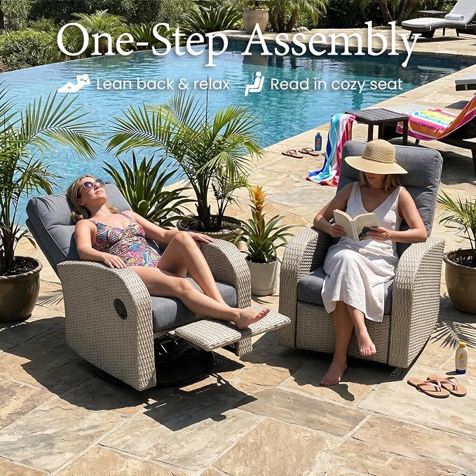 Oversized Wicker Outdoor Swivel Glider Recliner - Image 3