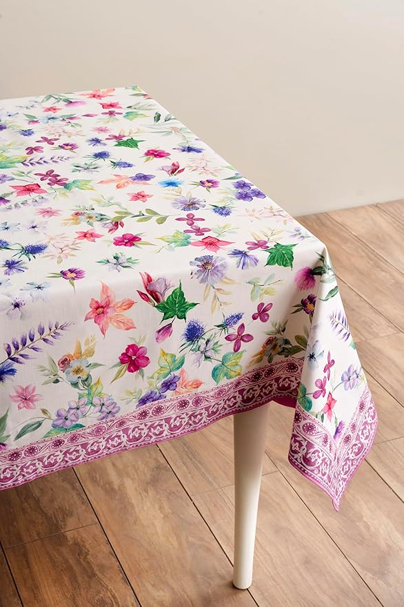 Maison d' Hermine Table Cloth Rectangle Table 100% Cotton 70 x 140 Inches Tablecloth Reusable Decorative Everyday Use for Dining Room, Farmhouse, Home, Party, Festive & Wedding Spring Summer - Chardon