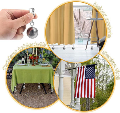 20 Pack Outdoor Curtain Weights, Heavy Duty Drapery Weights for Patio Pergola Cabana Gazebo, Stainless Steel Clips for Fixing Garden Flag, Shower Curtains, Tablecloth