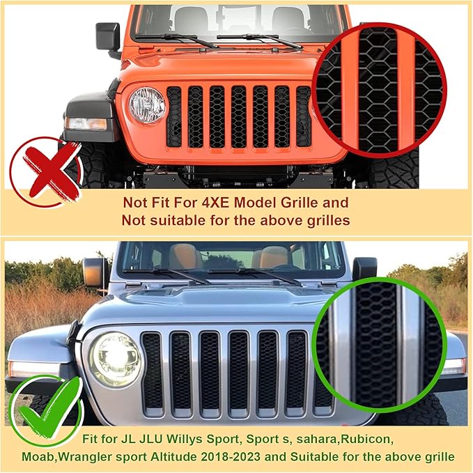 Led Grill Grille Lights fit for 2019 2020 2021 2022 2023 Jeep Wrangler JL JLU Rubicon Sahara Sport Front Grille Grills Light Front Headlights Wrangler JL Jlu 2018-2023 White 4pcs Led (White JL 4P)