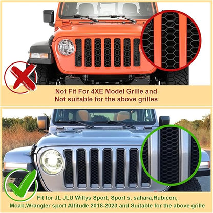 Led Grill Grille Lights fit for 2019 2020 2021 2022 2023 Jeep Wrangler JL JLU Rubicon Sahara Sport Front Grille Grills Light Front Headlights Wrangler JL Jlu 2018-2023 4Pcs Amber Led (Amber JL 4P)