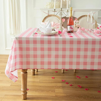 Waterproof Plaid Tablecloth Fabric - Oblong 52x70 Inch Classic Buffalo Tartan Table Cloth for Indoor/Outdoor Use - Washable Table Cover for Dinner, BBQs, and Parties