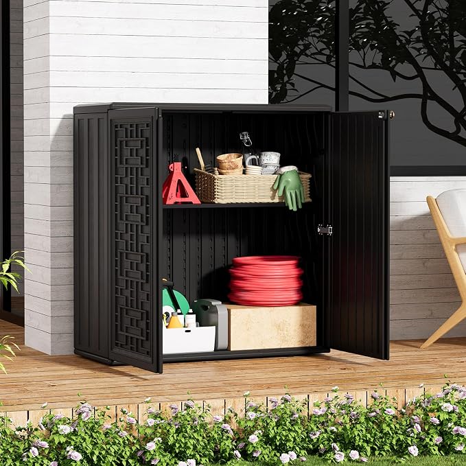 ZZM HDPE Outdoor Storage Shed, Outdoor Plastic Storage Cabinet, Horizontal - Image 2