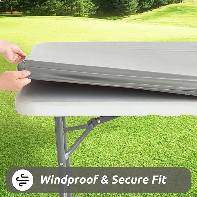 LURKA Rectangle PU Leather Table Cover/Tablecloth with Elastic Fitted Edge – Waterproof, Oil-Proof, Scratch-Resistant, Wipeable Protector for Dining, Kitchen, Outdoor Picnic, Party (Silver, 4FT)