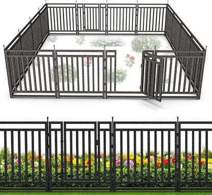 Garden Fence 40in (H) x 36ft (L), 14 Panels + 2 Gates, Durable Outdoor Yard Barrier, Secure Garden Fencing Weather-Resistant Fence Ideal for Pets, Privacy & Decoration, Black Silver