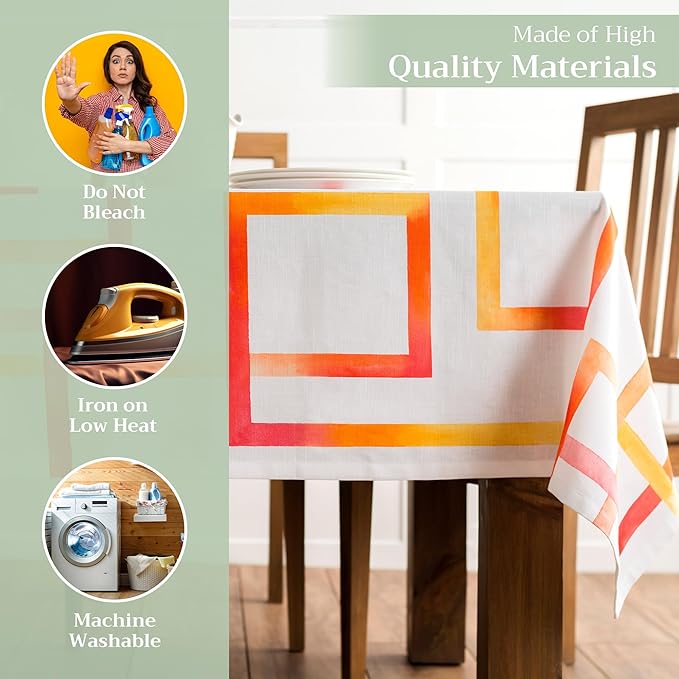 Maison d' Hermine Table Cloth Square Table 100% Cotton 54 x 54 Inches Tablecloth Reusable Decorative Everyday Use for Dining Room, Farmhouse, Home, Party, Festive & Wedding Spring Summer - Summer Maze
