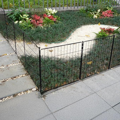 FXW Decorative Garden Fence for Yard - 24in(H) x 44.4ft(L) 24 Panels - Metal Fencing Panels - Animal Barrier Border for Dogs & Rabbits, Flower & Plant Edging
