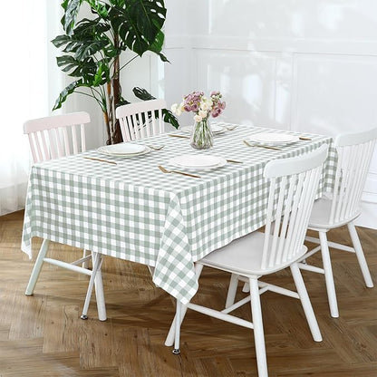 Romanstile Rectangle Vinyl Tablecloth, 100% Waterproof Checkered Plastic Table Cloth, Heavy Duty Buffalo Gingham Table Cover for Dining, Camping, Picnic, Outdoor - 54 x 120 Inch, Light Grey