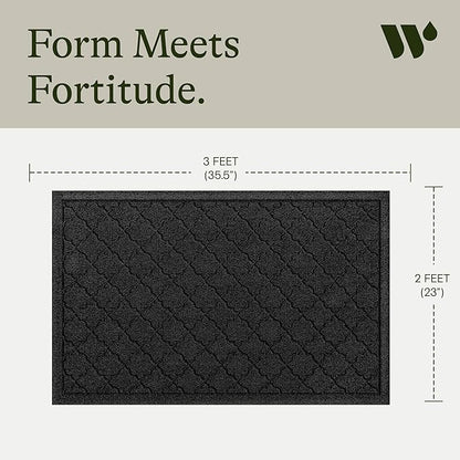 WaterHog Heavy Duty Doorway Mat, 2' x 3', Made in USA, Durable & Skid-Resistant Entryway Mat, Water-Trapping, Indoor/Outdoor Decorative Floor Covering, Cordova Collection, Charcoal