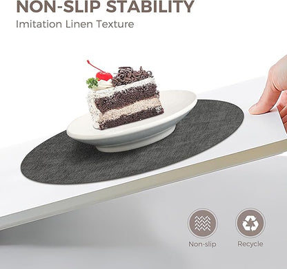13"Round Placemats Set of 4, Reversible Faux Leather Heat Resistant Table Mats, 100% Waterproof Oilproof Wipeable Table Protective Placemats for Vinyl, Washable for Indoor & Outdoor Use (4, Deep Gray)