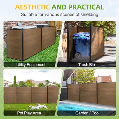 Mondaria Fence Privacy Screen with 8ft In-ground Posts, 6ft(H) x36ft(W) Wood Plastic Composite Fence Panels Weather-Resistant Outdoor Fence for Backyard/Garden (Brown, 7 Posts)