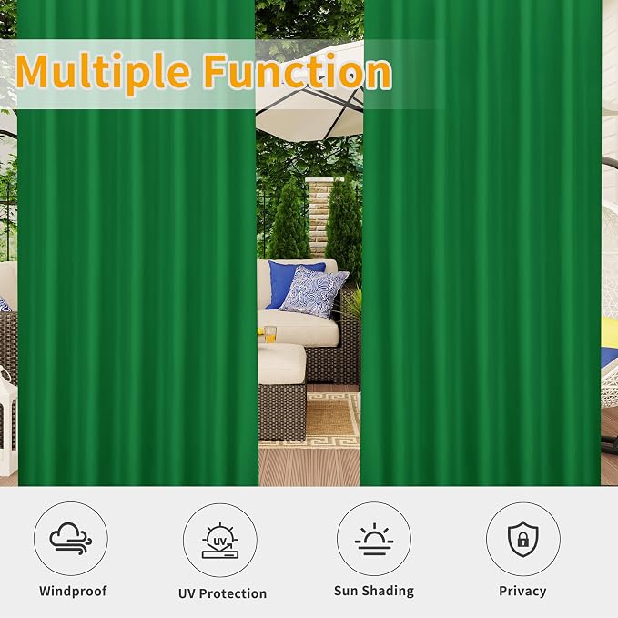 Easy-Going Outdoor Patio Curtains 2 Panels, 54x108 inch, Porch and Pergola - Image 5