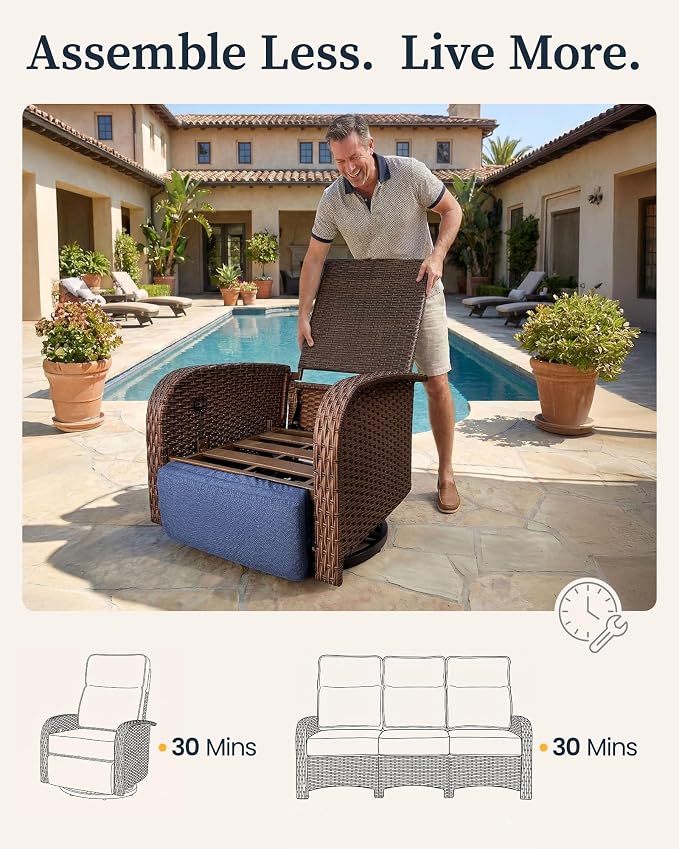 Resort-Grade Recliners Patio Furniture, 6.2" Ultra Thick Cushions | Heavy Duty - Image 8