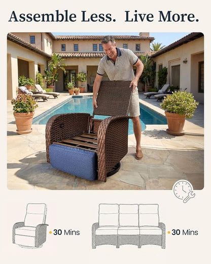 Resort-Grade Recliners Patio Furniture, 6.2" Ultra Thick Cushions | Heavy Duty - Image 8