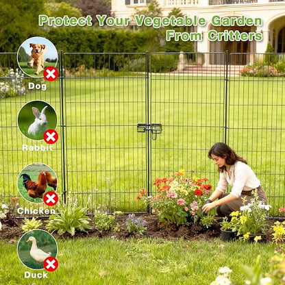 15 Panels No Dig Decorative Outdoor Garden Fence for Yard, Garden Animal Barrier Fencing,Rustproof Metal Edging Fence Border for Dog, Rabbits-48 in(H) X 314.76 in(L)