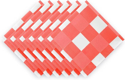 Buffalo Plaid Table Napkins Set of 25 Checkered Cloth Napkins 17x17 inch Washable Dinner Gingham Pattern Napkins Soft Napkins for Wedding Party Dining Banquet(Red and White)