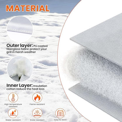 Hisencn Grill Insulation Blanket for Pit Boss Pro Series Elite 6-Series Wood Pellet Smoker PBV6PSE, Magnetic Heat Retention Smoker Cover, Fire-Resistant Fiberglass Blanket, Save Pellets in Winter