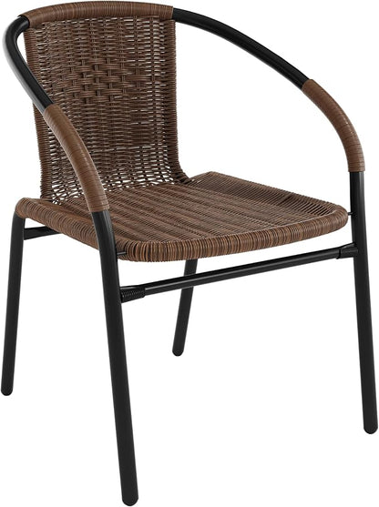Flash Furniture Lila Medium Brown Rattan Indoor-Outdoor Restaurant Stack Chair by FlashFurniture