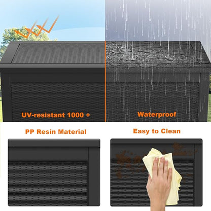 PatioZen 260 Gallon Resin Deck Box, Lockable Patio Outdoor Storage Box - Image 4