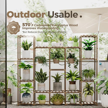 Bamworld Large Plant Stand Indoor Outdoor Hanging Shelf - Image 3