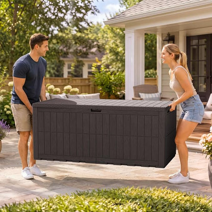 Flamaker 220 Gallon Large Outdoor Storage Box Waterproof, XL Resin Deck Box | - Image 5
