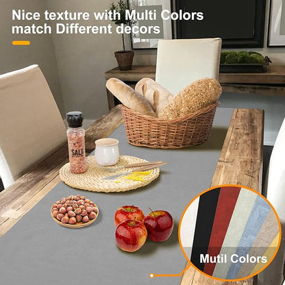 Wipeable Table Runner, Thick Farmhouse Dresser Runner, Rustic for Kitchen, Bedroom, Living Room, Indoor and Outdoor (48'', Grey)