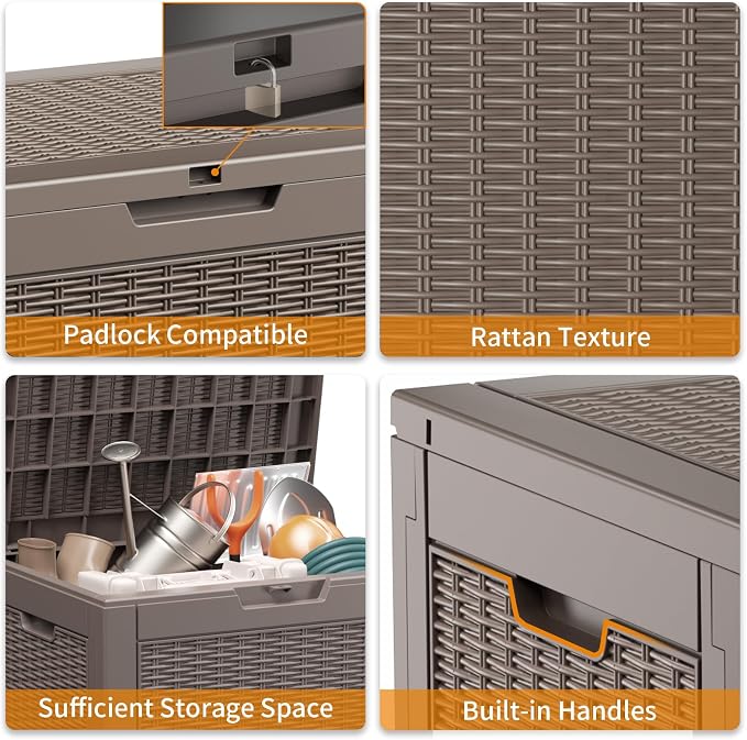 PatioZen 36 Gallon Deck Box Outdoor, Weatherproof Resin Patio Storage Box - Image 6