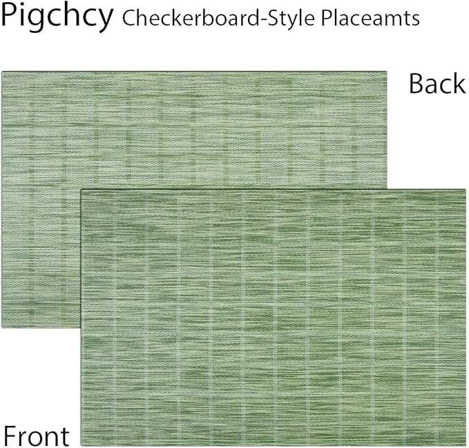 PIGCHCY Countryside Placemats Set of 4 Woven Heat Resistant Placemats Washable Easy to Clean Table Mats for Dining Room and Decor (Pear Green)