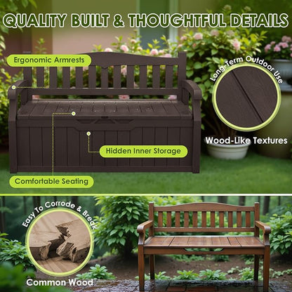 Greesum 80 Gallon Heavy-Duty Outdoor Storage Bench - Image 5