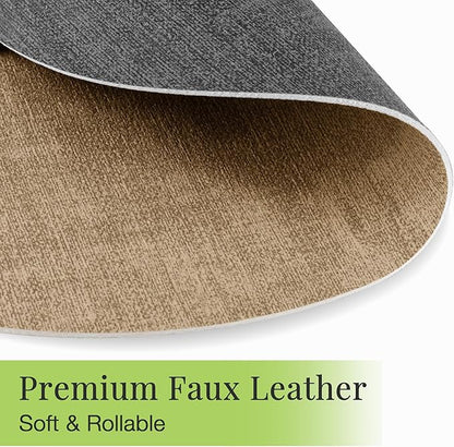 13-Inch Faux Leather Round Placemats Set of 6, Waterproof Anti-Slip Dual Sided Place mats, Heat Resistant Washable Table Mats with Coaster, Suitable for Indoor & Outdoor (6, Black Light Coffee)