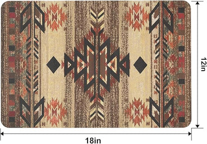 QIYI Placemats Set of 4, 12x18 Inch Faux Leather Place Mats for Kitchen Dinning, Heat Resistant Anti Slip Brown Table Mats, Waterproof Wipeable Washable Placemat Party Table Décor, Geometric Motifs