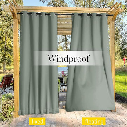 NICETOWN 2 Panels Outdoor Curtains Waterproof Extra Long W52xL108 Sage | - Image 4
