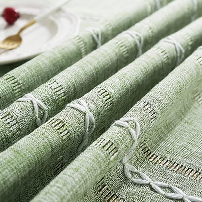 Chassic 60 x 60 inches Farmhouse Style Linen tablecloths, Wrinkle Resistant Washable Dining Room Table Cloths for Square Tables - Hemstitch Sage Green