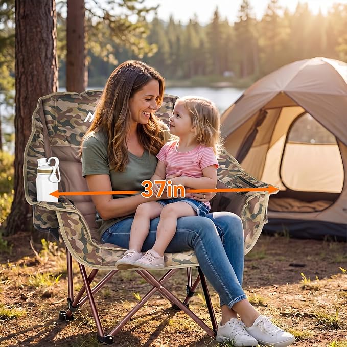 Oversized 2 Pack Camping Chairs, Camping Chairs Support 450LBS, Camouflage | - Image 8
