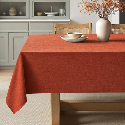 MIULEE Burnt Orange Linen Polyester Tablecloth Fall Thanksgiving 60x104 Inch Rectangle Table Cloth Waterproof,Stain Resistant & Wrinkle Resistant for Dining Party Wedding