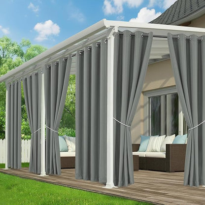 Patio Curtains Outdoor Waterproof, Privacy Drapes | Weatherproof & Sun Blocking by RichSets