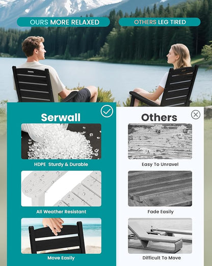 SERWALL Outdoor Rocking Chair Set of 4, Oversized HDPE Rocker, All Weather - Image 5