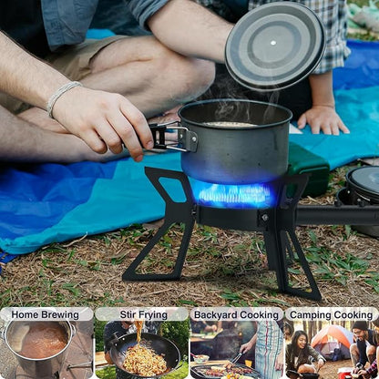 Llamaviva 100,000 BTU Portable Propane Gas Stove with Tripod Stand – High-Pressure Single Burner Outdoor Gas Cooker for Camping, Hiking, Boiling, Frying, and Outdoor Cooking