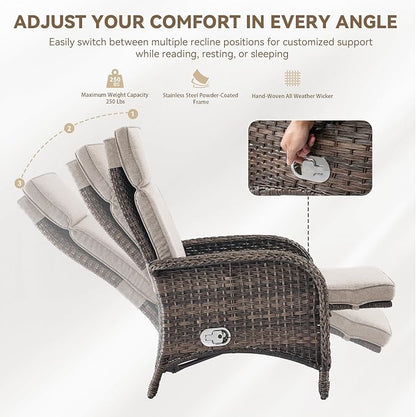 Zero Gravity Wicker Patio Recliner Chairs Set of 2 - Image 6