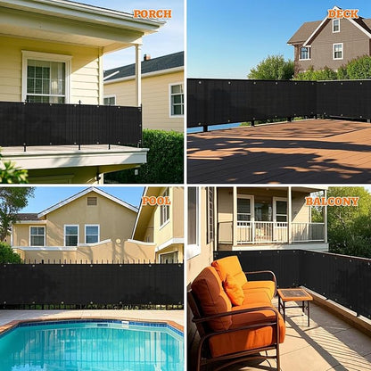 2.5' x 67' Balcony Privacy Screen Fence Cover with Zip Ties Grommets for Apartment Patio Porch Deck Backyard Outdoor (Black)