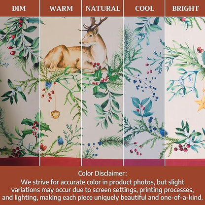 Maison d' Hermine Table Cloth Round Table 100% Cotton 69 Inches Fall Tablecloth Reusable Everyday Use for Thanksgiving Christmas Decorations Dining Farmhouse Party (Holly Time)