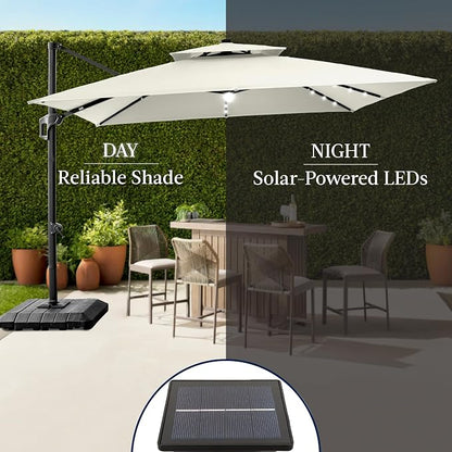 Best Choice Products 12x12ft LED Cantilever Patio Umbrella w/Base Included & - Image 6