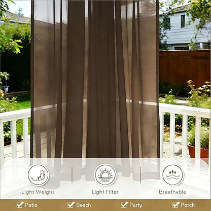 Outdoor Sheer Curtains for Patio Waterproof, 4 Panels Rod Pocket Indoor/Outdoor - Image 5