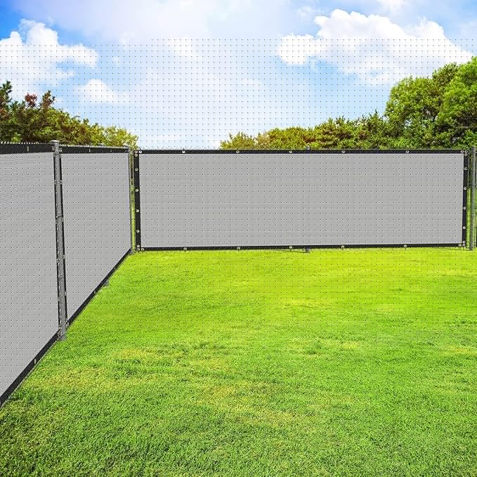 ECOOPTS 4'x111' Privacy Fence Screen Windscreen with Copper Grommets, Fit for Commercial Fence and Residential Garden Outdoor 90% UV Blockage, Cable Zip Ties Included (Gray)