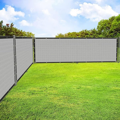 ECOOPTS 4'x176' Privacy Fence Screen Windscreen with Copper Grommets, Fit for Commercial Fence and Residential Garden Outdoor 90% UV Blockage, Cable Zip Ties Included (Gray)