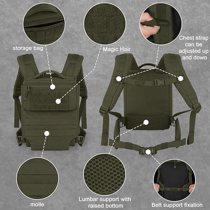 PETAC GEAR Upgraded Weighted Backpack Rucking Backpack for Weight Plates/Honeycomb Breathable fabric/Belt support/Back support platform (max 15lbs capacity) (RG)
