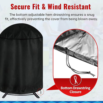 iCOVER Round Grill Cover, 29" Dia x 38" H Dome Smoker Cover, Waterproof Charcoal Kettle Grill Cover, UV Resistant BBQ Cover, Outdoor Barbecue Cover for Weber Char-Broil, Brinkmann and More