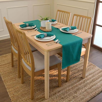 Encasa XO Table Runner 13"x72" Long | Cotton Canvas Fabric | Emerald Solid Color | Machine Washable & Durable